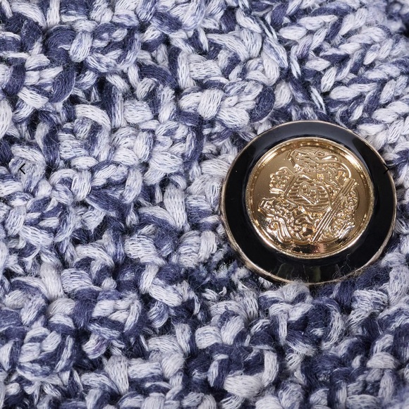 ba&sh Blue Cropped Cardigan with Ribbed Trim - Picture 2 of 3